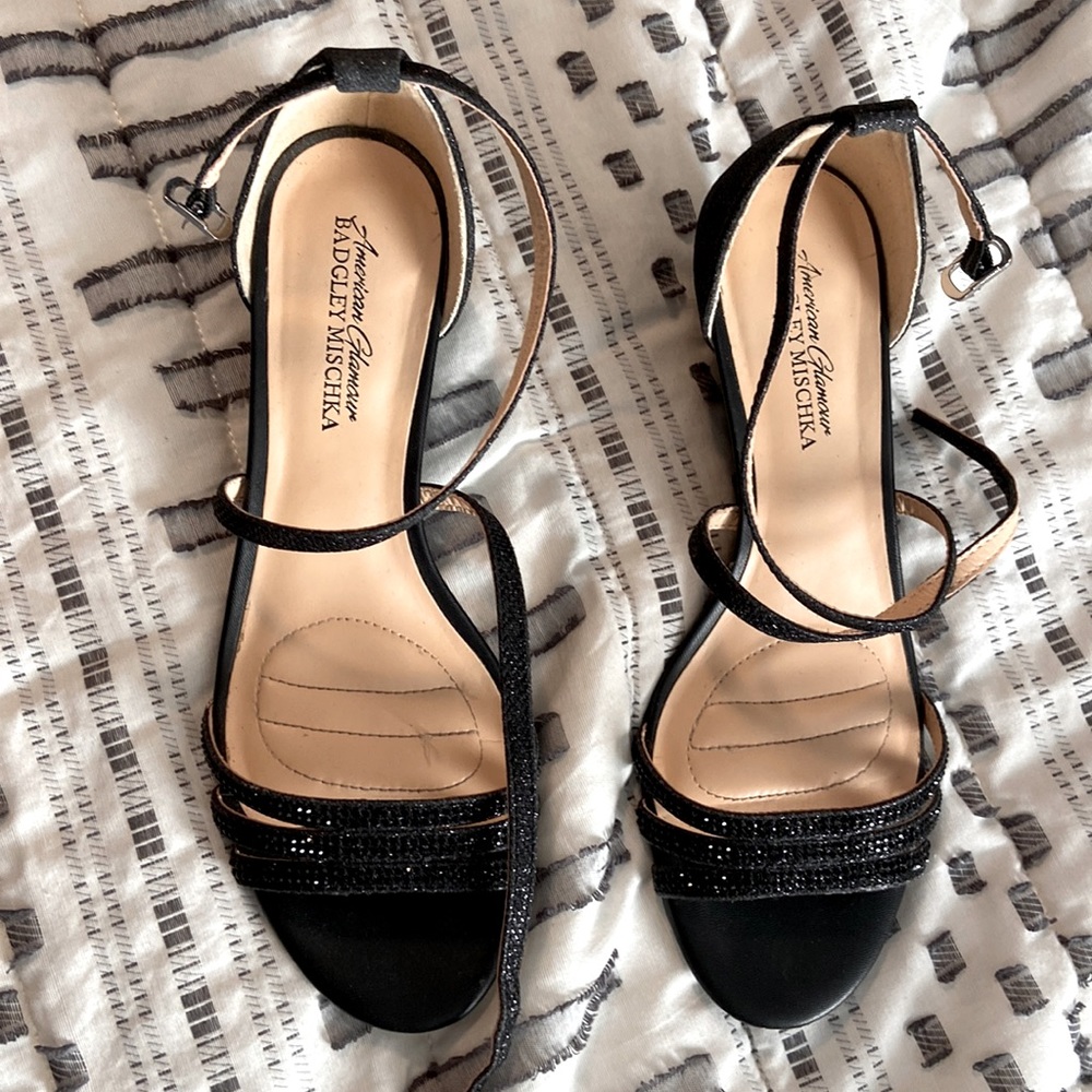 Black sparkly heels